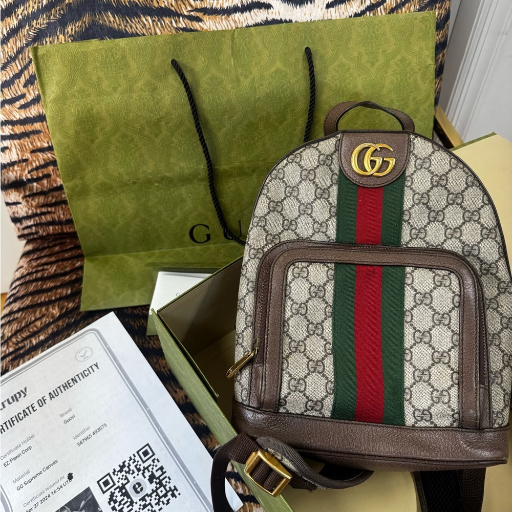 Gucci GG Supreme Monogram Mini Backpack | Web Stripe | Authentic w/ Box